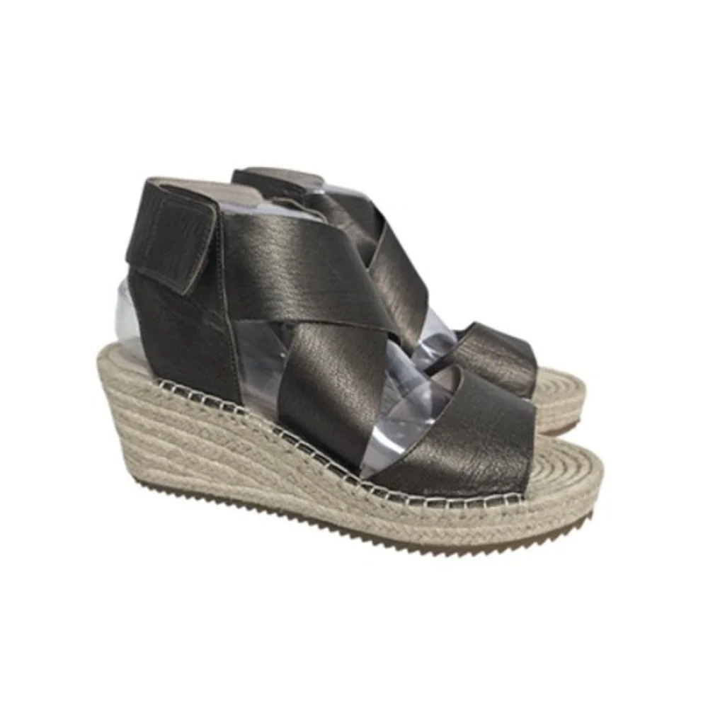 Eileen Fisher Shoes Womens Size‎ 9.5 Espadrille Wedge Sandals Leather Comfort